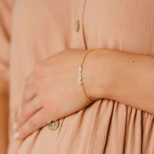 14k Solid gold name bracelet - Name bracelet ,Gold name bracelet , Name bracelet ,Personalized jewelry ,Personalized Gift , Mothers day gift