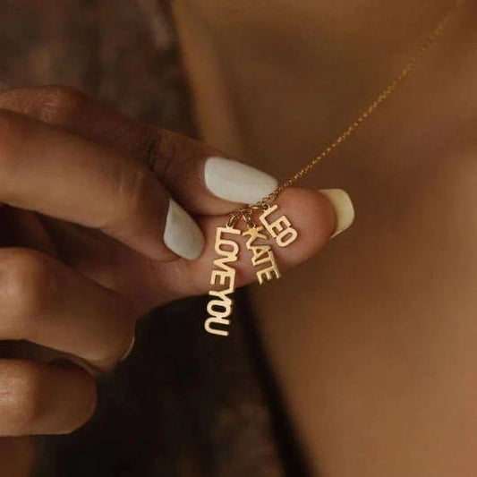 14k Gold Three Names Necklace , Name Necklace , Gold Name Necklace , Personalized Gift , Gifts for her , Mothers day gift , Gift for mother