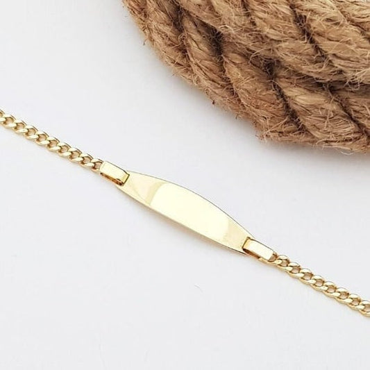 14K Real Gold Baby ID Bracelet, Personalize Baby Girl Boy Bracelet, Custom Baby Name Engrave, Baby Name Bracelet, Custom Child ID Bracelet