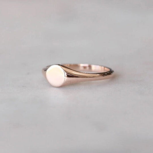14k Gold Sginet Ring - Personalized Gold Ring - Custom Signet Ring