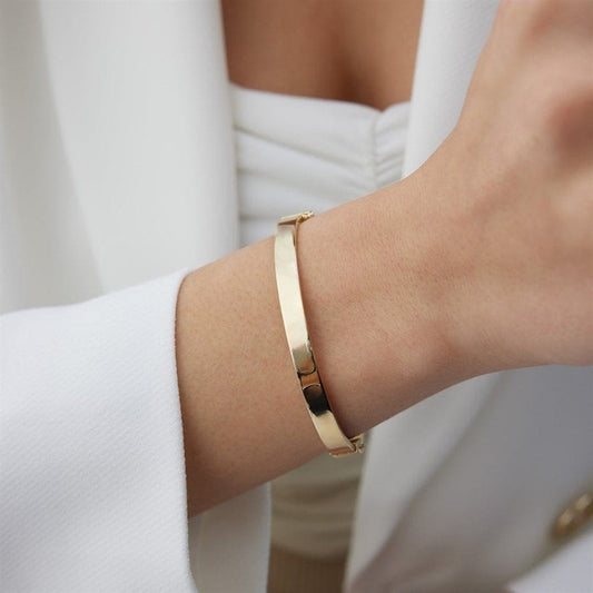 18k Solid Gold 6MM Gold Elegant Hinged Bracelet